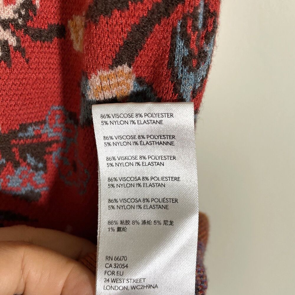 Anthropologie Maeve Women's Delphinia Skirt XS Floral Leopard Pencil Knit Red - Picture 8 of 9